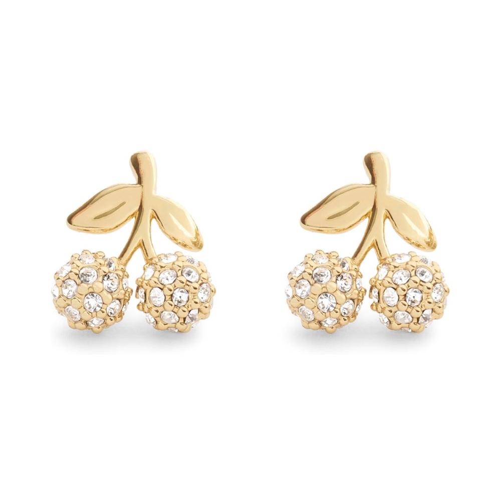 Coach Gold Sparkle Cherry Stud Earrings - New - Picture 2 of 5